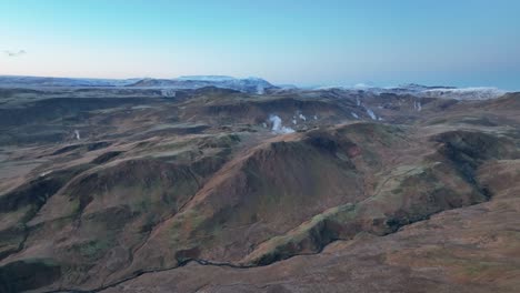 Fly-Over-Reykjadalur-Valley-Near-Hveragerdi-Town-In-Southern-Iceland
