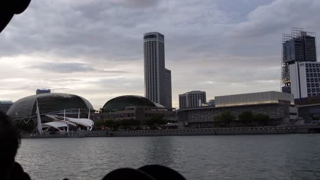 Skyline-and-Buildings-Seen-From-Boat-at-Keppel-Channel