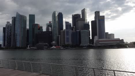 Singapore-Downtown-Cityscape-With-Skyscapers,-Establishing-Shot