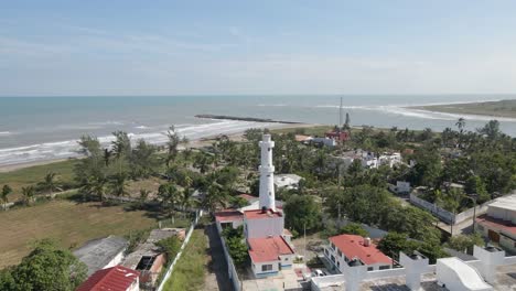 Picturesque-seaside-mexican-town-in-Veracruz-known-as-Tecolutla,-mexican-travel-destinations,-drone-shot