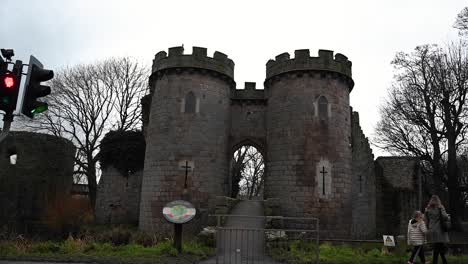 Entrance-to-the-Whittington-Castle,-Oswestry,-Shropshire,-United-Kingdom