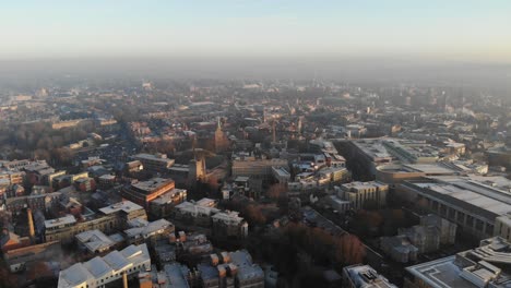 Cinematic-drone-shot-of-Oxford-City-on-a-cold-frosty-morning