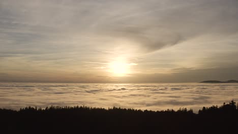 Luftaufnahmen-Eines-Bewölkten-Sonnenuntergangs-über-österreichischen-Wäldern