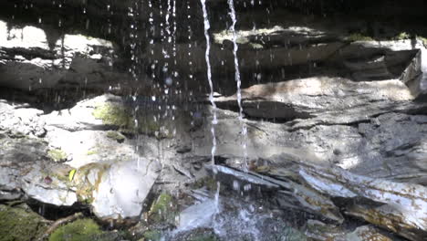 Zeitlupe:-Wasserfall-In-Einem-Schweizer-Wald,-Felsen-Und-Moos