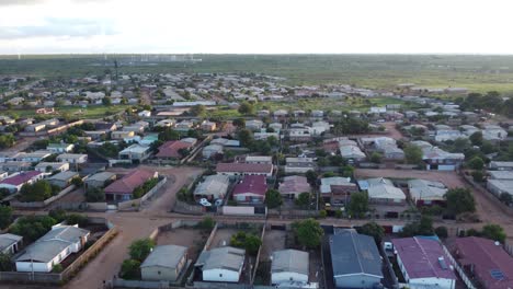 Drone-video-of-Emganwini-high-density-suburb-township-in-Bulawayo,-Zimbabwe