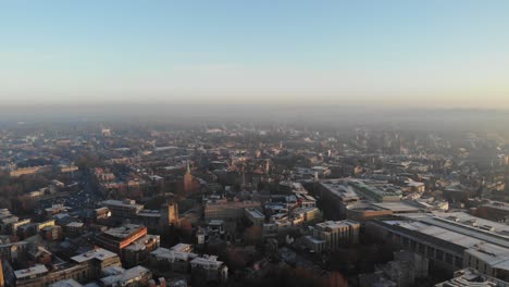 Slow-flying-drone-shot-of-Oxford-City-on-a-frosty-morning-in-the-UK,-12