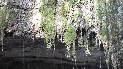 waterfall-panoramic:-water-flows-abundantly-from-moss,-Switzerland