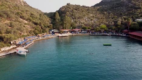 Quiet-and-small-beach-on-the-coast-of-Kas,-Turkey