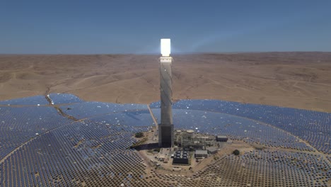 tower-systems-of-a-solar-thermal-energy-Power-in-a-desolate-desert---parallax-shot