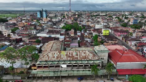 Aerial-view-of-Iquitos,-Peru,-also-known-as-the-Capital-of-the-Peruvian-Amazon