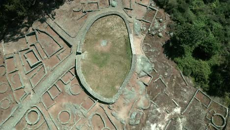 Aerial-view-of-ancient-site-full-of-romanic-ruins-in-Monte-Mozinho-Portugal
