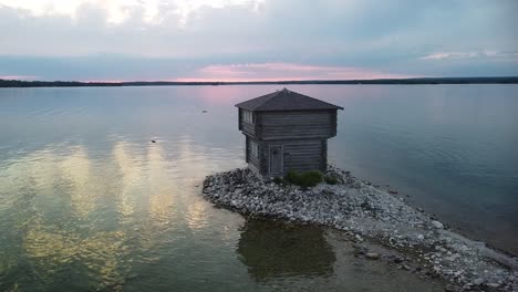 Lake-Blockhouse-Aerial-Orbit-Sunset