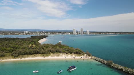Unique-drone-view-of-the-popular-Gold-Coast-holiday-spot-Wavebreak-Island-Australia