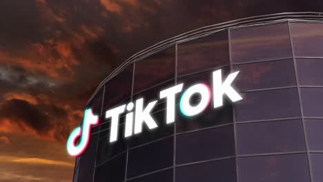 Weißes-Tiktok-Logo-Auf-Firmengebäude-3D-Animation-2