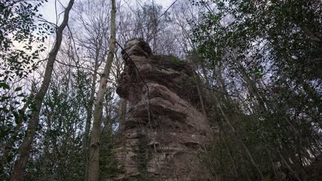 Mullerthal-Hiking-Rock-Formation-with-a-tilt-from-top-to-bottom-in-Late-Fall-Season-in-Luxembourg