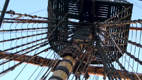 Low-angle-view-of-historic-ship's-top