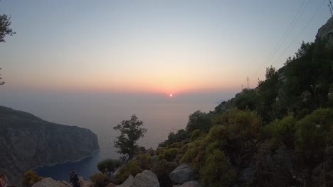 Time-lapse-of-sunset-from-the-top-of-a-cliff-near-Oludeniz-on-Turkey's-Turquoise-Coast