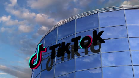 Black-TikTok-Logo-On-Corporate-Building-3D-Animation-1