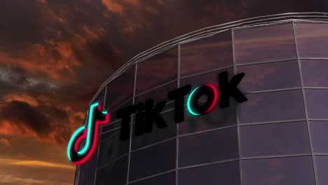 Black-TikTok-Logo-On-Corporate-Building-3D-Animation-2
