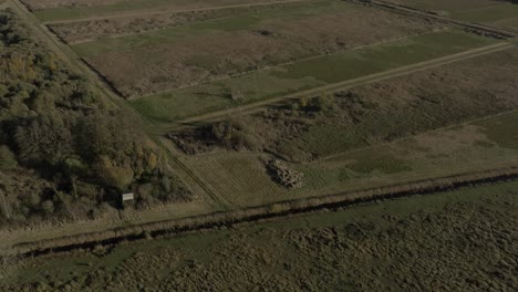 Fenland-Cañaverales-Reed-Marsh-Reserva-Natural-Paisaje-Aéreo-Wicken-Fen-Cambridgeshire-Otoño-Invierno