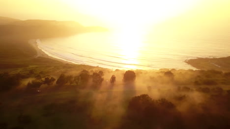 Brillant-Sunrise-Fog-Mist-Sydney-Australia-The-Farm-Surf-Spot-New-Years-Day-start-of-the-year-stunning-bay-ocean-view-drone-by-Taylor-Brant-Film