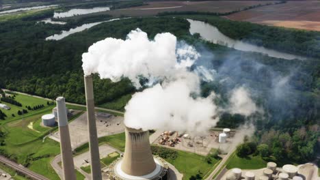 Exhaust-fumes-emissions-of-power-station-smokestack-in-Europe,-energy