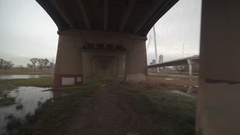 Under-bridge-view-of-the-The-Margaret-Hunt-Hill-Bridge-Walkway-in-Dallas