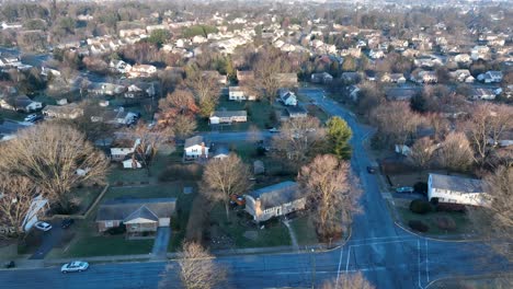Aerial-view-of-residential-community-in-USA-during-cold-winter-day
