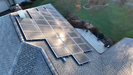 Aerial-of-sunlight-reflecting-on-solar-panel-array