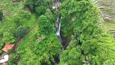 Jungle-Surrounded-Aling-Aling-Waterfall-in-Bali,-Indonesia
