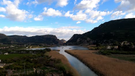Timelapse-of-clouds-passing-over-a-reservoir-in-Spain
