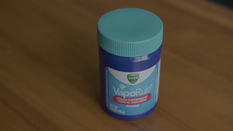 Close-Up-Pan-Right-of-a-Container-of-Vick's-Vaporub