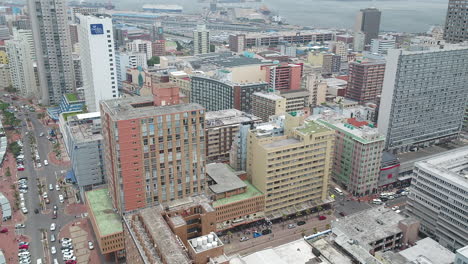 Drone-Pan-En-Durban-Sudáfrica-Ciudad-Centro-Edificios-Y-Oficinas-Hd