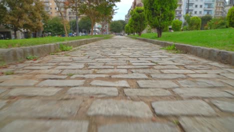 Very-Low-Angle-Shot-of-Rotonda-Old-Road-in-Thessaloniki
