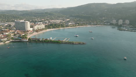 Wide-aerial-view-of-a-luxury-resort-off-the-coast-of-Jamaica