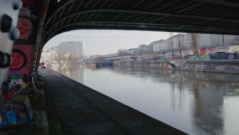 The-danube-canal-in-the-city-center-of-Vienna-on-New-Year's-day-2023