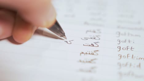 Escribir-Verbos-Persas-En-Un-Cuaderno-Mientras-Aprendes