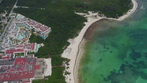 Overhead-drone-shot-of-Paradisus-Playa-del-Carmen-off-Mexico's-coast