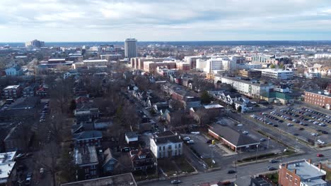 Transylvania-University-campus-in-Lexington,-Kentucky,-aerial-drone-footage
