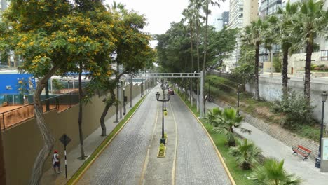 A-cobbled-street-called-"Bajada-Balta"-located-in-Lima,-Peru-in-the-Miraflores-district