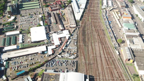 Aerial-drone-pan-down-onto-Durban-train-station-in-South-Africa