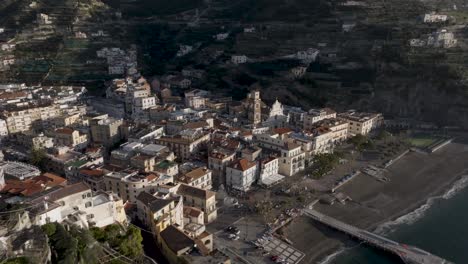 Minori-on-the-Amalfi-Coast-Aerial-going-down-lower-from-high