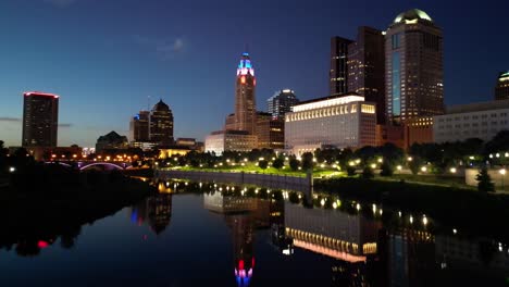 Aerial-Wide-Cityscape---Downtown-Columbus---Night