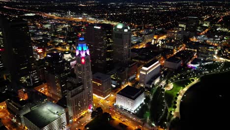 Aerial-Downtown-Night-Pan---Columbus,-Ohio