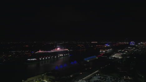 Flying-over-port-of-Miami-at-night