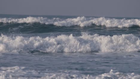 Waves-at-morning-in-Cambury-beach,-São-Paulo,-Brazil