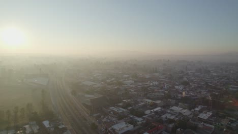 Drone-view-in-the-morning-of-the-smog-city