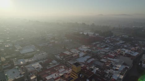 Aerial-view-of-the-dawn-of-a-very-polluted-city