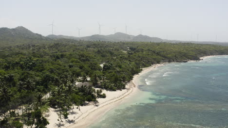 AERIAL---Beach-paradise,-Playa-Teco-Maimon,-Dominican-Republic,-circle-pan-left
