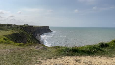 gorgeous-wide-panorama-view-from-cap-manvieux-on-D-Day-Landing-Cliffs-from-World-War-2-and-Atlantic-ocean-at-west-coast-of-France